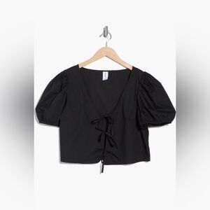 Abound Black Smocked‎ Ruffle Strap Crop Top | Size XS NWT